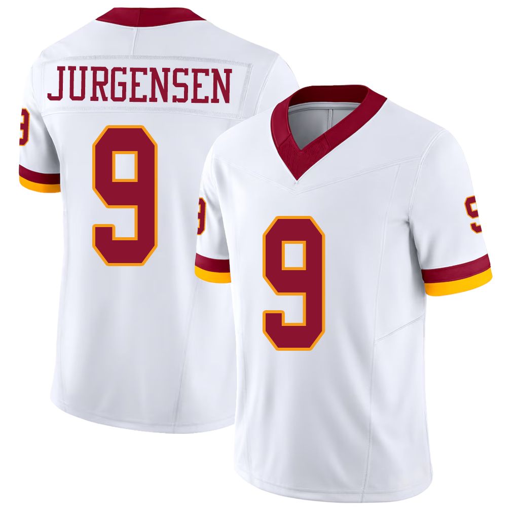 Washington #9 Jurgensen Player Football V Neck Short Sleeve White Jersey Sonny For Men Youth Women Gift