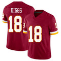 Washington #18 Diggs Player Football V Neck Short Sleeve Red Jersey Stefon For Men Youth Women Gift