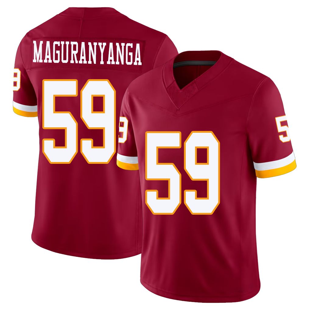 Washington #59 Maguranyanga Player Football V Neck Short Sleeve Red Jersey T.J. For Men Youth Women Gift