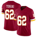 Washington #62 Togiai Player Football V Neck Short Sleeve Red Jersey Tanoa For Men Youth Women Gift