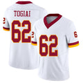 Washington #62 Togiai Player Football V Neck Short Sleeve White Jersey Tanoa For Men Youth Women Gift