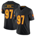 Washington #97 Settle Player Football V Neck Short Sleeve Black Jersey Tim For Men Youth Women Gift