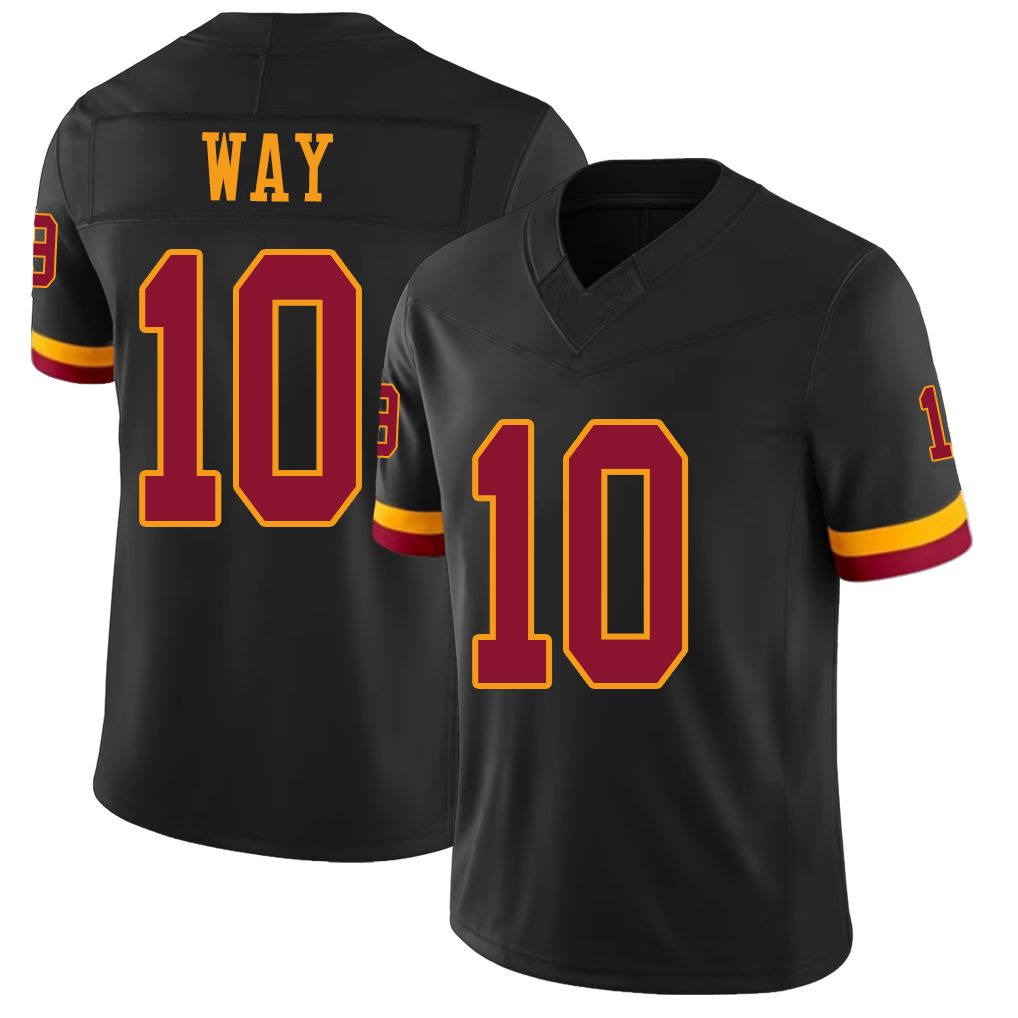 Washington #10 Way Player Football V Neck Short Sleeve Jersey Black Tress For Men Youth Women Gift