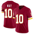 Washington #10 Way Player Football V Neck Short Sleeve Red Jersey Tress For Men Youth Women Gift