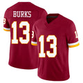 Washington #13 Burks Player Football V Neck Short Sleeve Red Jersey Treylon For Men Youth Women Gift