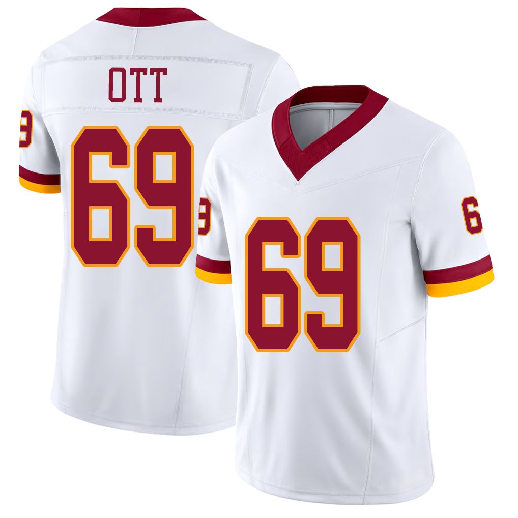 Washington #69 Ott Player Football V Neck Short Sleeve White Jersey Tyler For Men Youth Women Gift