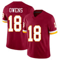 Washington #18 Owens Player Football V Neck Short Sleeve Red Jersey Tyler For Men Youth Women Gift