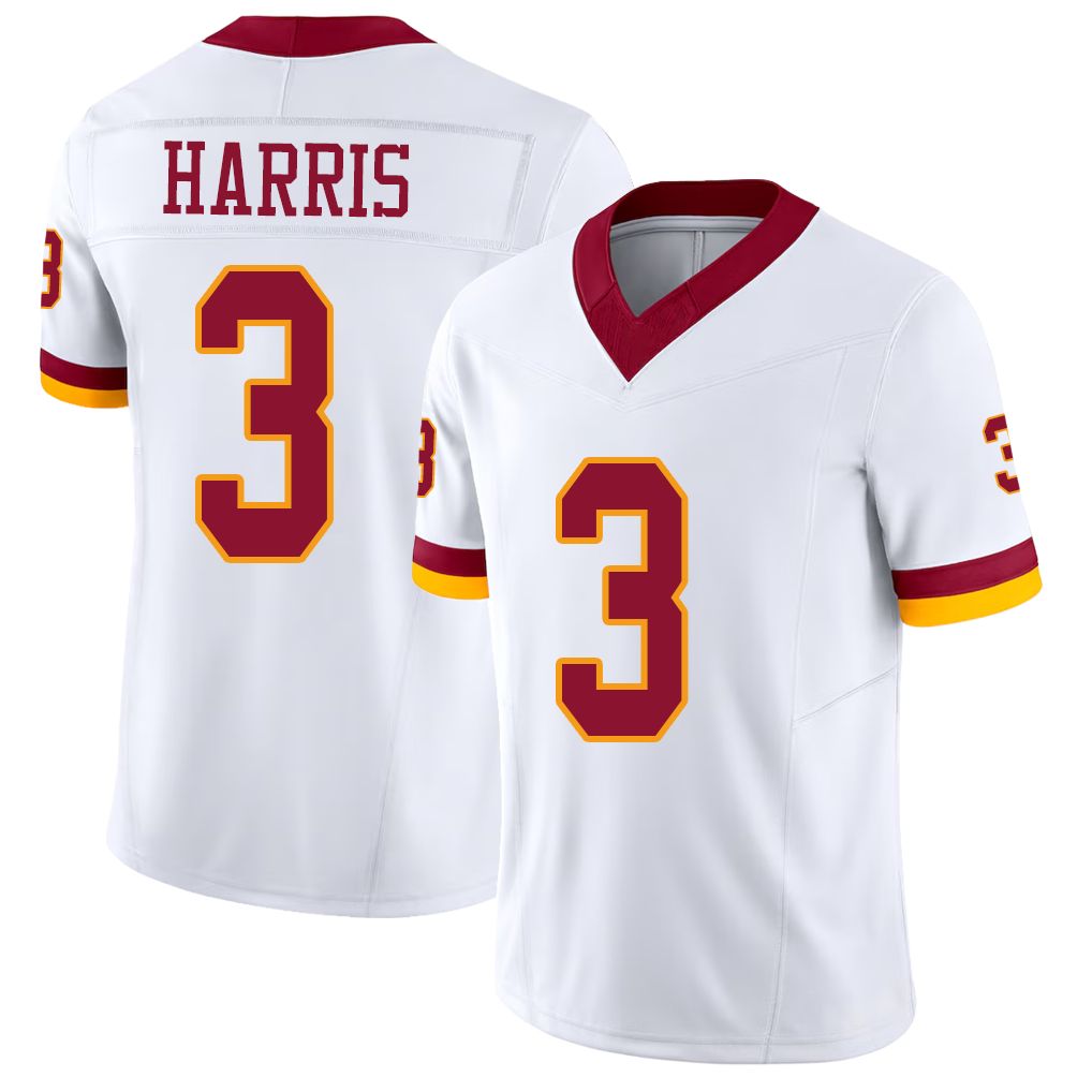 Washington #3 Harris Player Football V Neck Short Sleeve White Jersey Will For Men Youth Women Gift