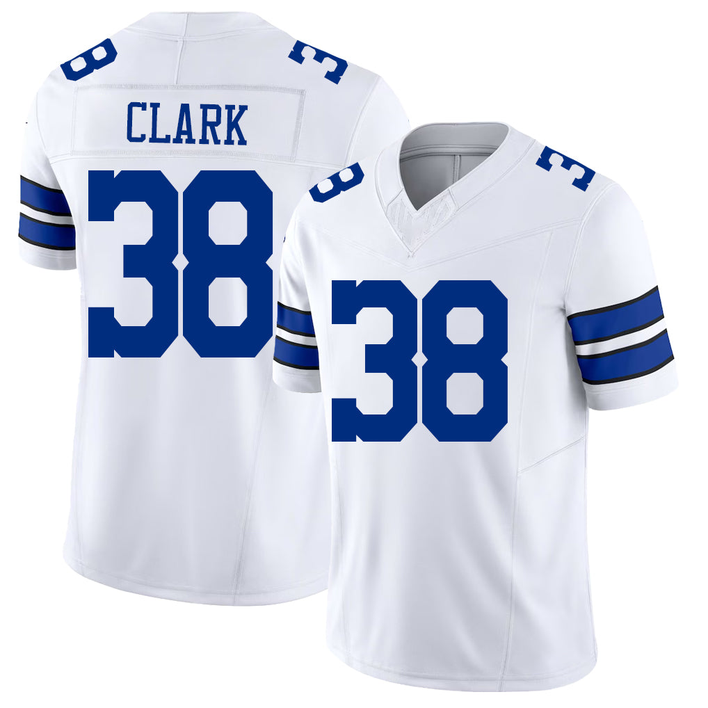 Dallas #38 Alijah Player Football V Neck Short Sleeve White Jersey Clark For Men Youth Women Gift