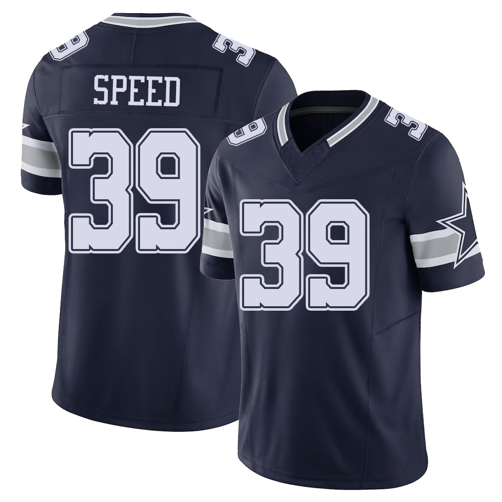 Dallas #39 Ameer Player Football V Neck Short Sleeve Navy Jersey Speed For Men Youth Women Gift