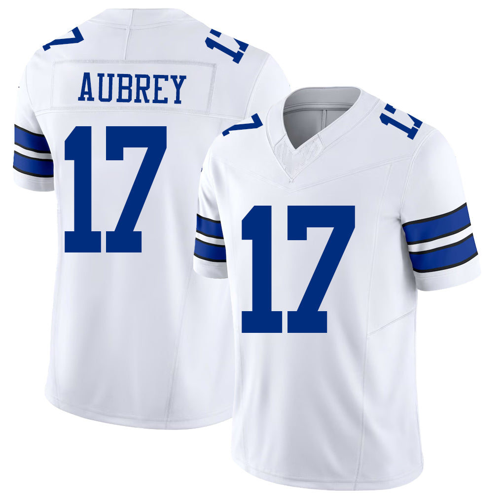 Dallas #17 Brandon Player Football V Neck Short Sleeve White Jersey Aubrey For Men Youth Women Gift