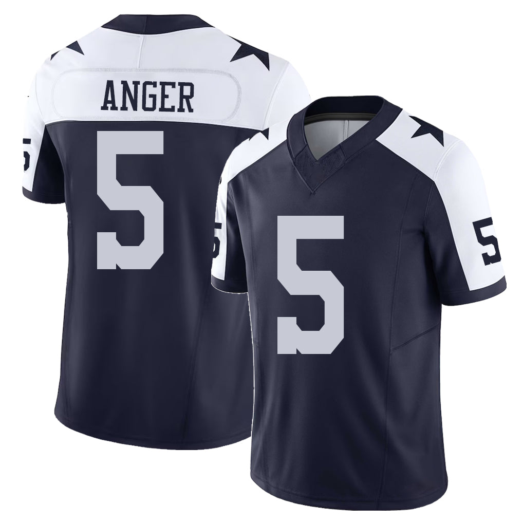 Dallas #5 Bryan Player Football V Neck Short Sleeve Navy Jersey Anger For Men Youth Women Gift