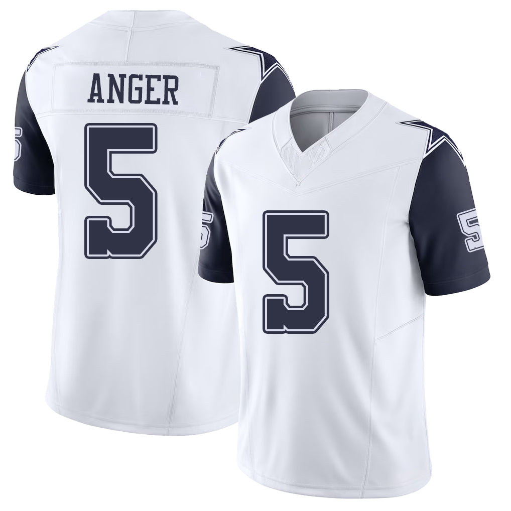 Dallas #5 Bryan Player Football V Neck Short Sleeve White Jersey Anger For Men Youth Women Gift