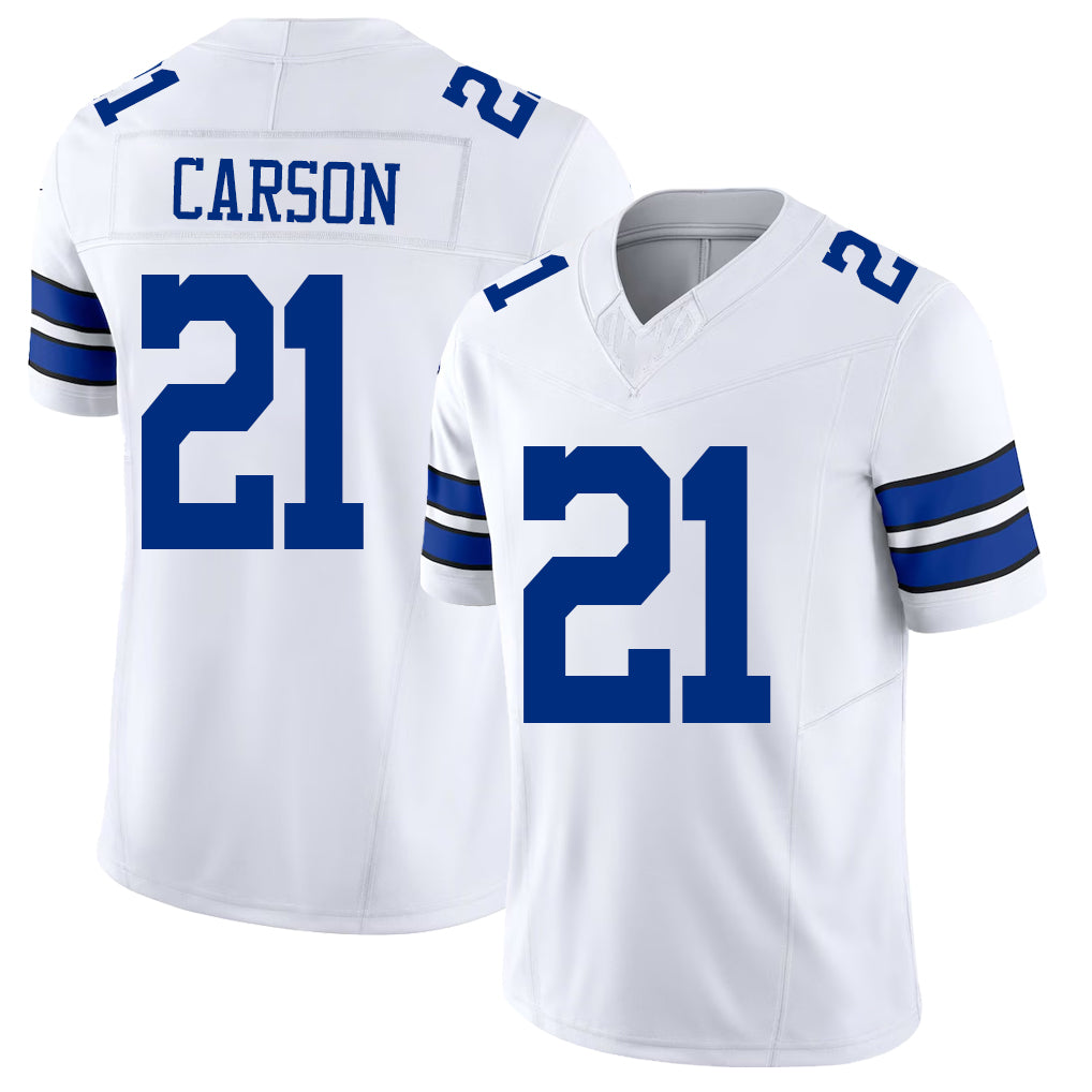 Dallas #21 Caelen Player Football V Neck Short Sleeve White Jersey Carson For Men Youth Women Gift