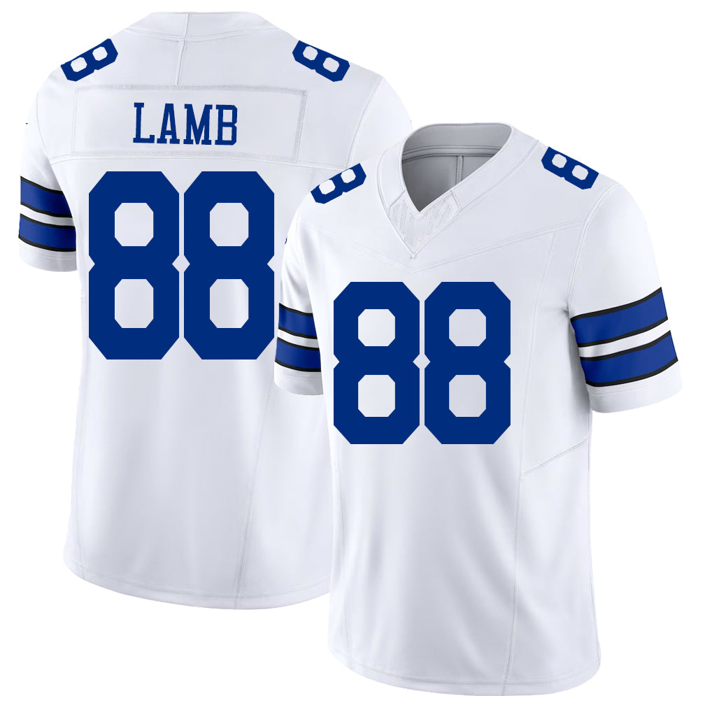 Dallas #88 CeeDee Player Football V Neck Short Sleeve White Jersey Lamb For Men Youth Women Gift
