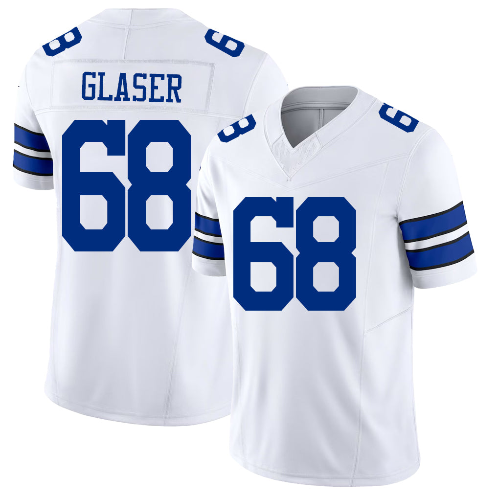 Dallas #68 Chris Player Football V Neck Short Sleeve White Jersey Glaser For Men Youth Women Gift