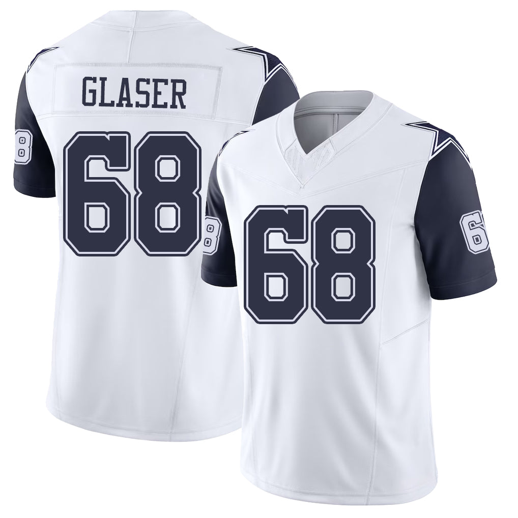 Dallas #68 Chris Player Football V Neck Short Sleeve White Jersey Glaser For Men Youth Women Gift