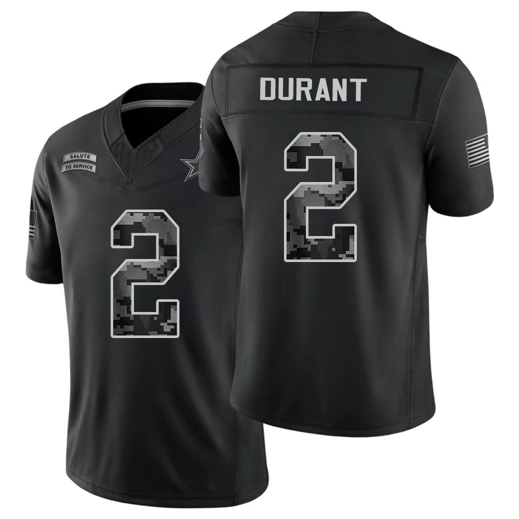 Dallas #2 Durant Player Football V Neck Short Sleeve Black Jersey Cobie For Men Youth Women Gift