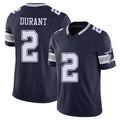 Dallas #2 Cobie Player Football V Neck Short Sleeve Navy Jersey Durant For Men Youth Women Gift