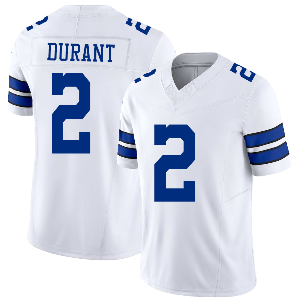 Dallas #2 Cobie Player Football V Neck Short Sleeve White Jersey Durant For Men Youth Women Gift