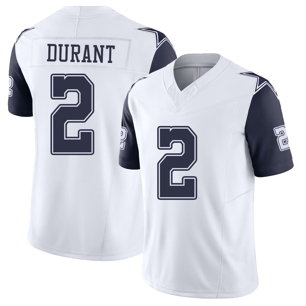 Dallas #2 Cobie Player Football V Neck Short Sleeve White Jersey Durant For Men Youth Women Gift
