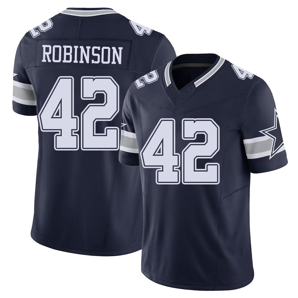 Dallas #42 Curtis Player Football V Neck Short Sleeve Navy Jersey Robinson For Men Youth Women Gift