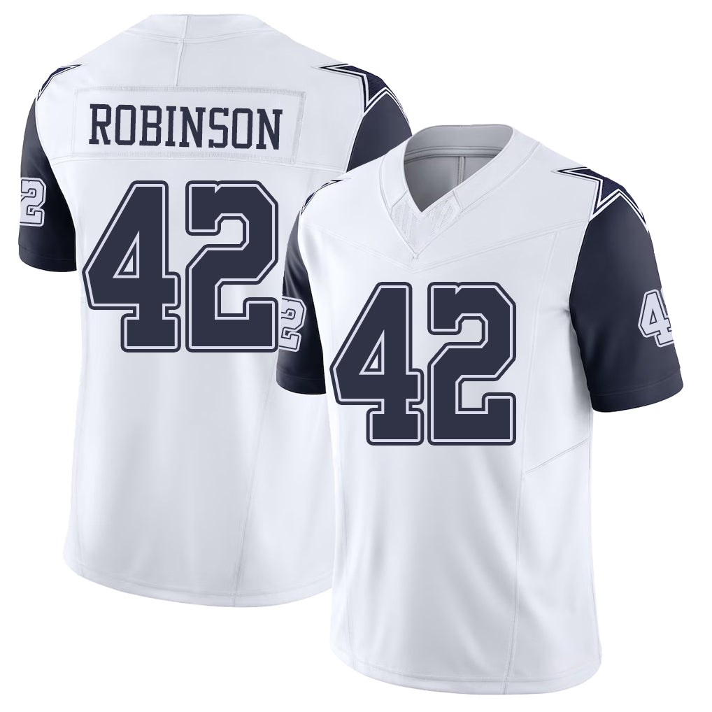 Dallas #42 Curtis Player Football V Neck Short Sleeve White Jersey Robinson For Men Youth Women Gift