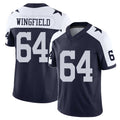 Dallas #64 Wingfield Player Football V Neck Short Sleeve Navy Jersey DJ For Men Youth Women Gift