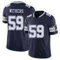 Dallas #59 Withers Player Football V Neck Short Sleeve Navy Jersey DJ For Men Youth Women Gift