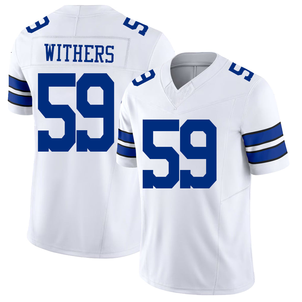 Dallas #59 Withers Player Football V Neck Short Sleeve White Jersey DJ For Men Youth Women Gift