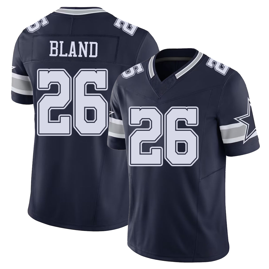Dallas #26 DaRon Player Football V Neck Short Sleeve Navy Jersey Bland For Men Youth Women Gift