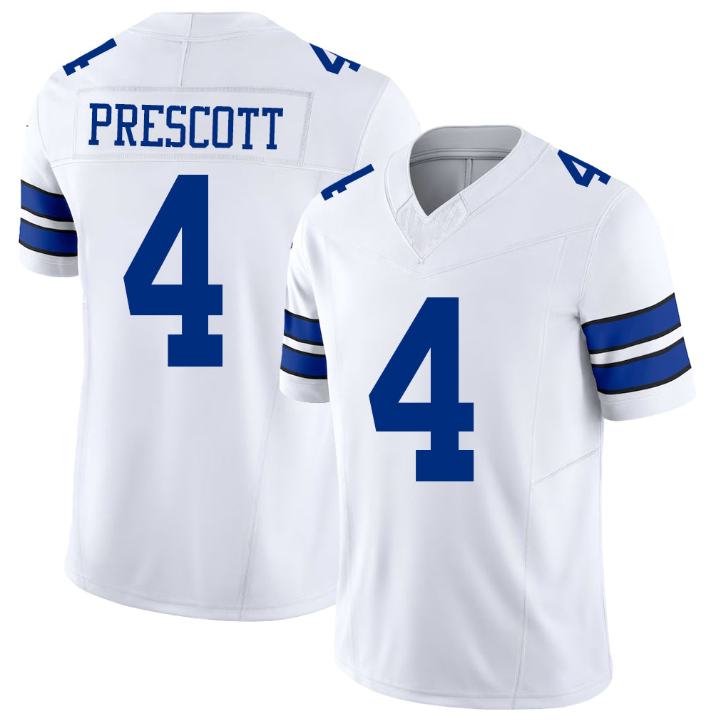 Dallas #4 Dak Player Football V Neck Short Sleeve White Jersey Prescott For Men Youth Women Gift