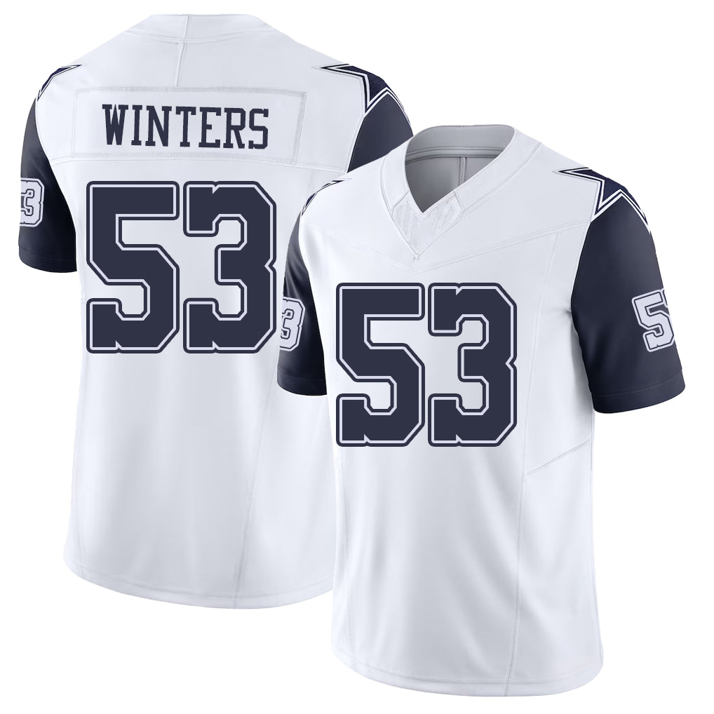 Dallas #53 Dee Player Football V Neck Short Sleeve White Jersey Winters For Men Youth Women Gift
