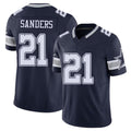 Dallas #21 Deion Player Football V Neck Short Sleeve Navy Jersey Sanders For Men Youth Women Gift