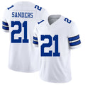 Dallas #21 Deion Player Football V Neck Short Sleeve White Jersey Sanders For Men Youth Women Gift