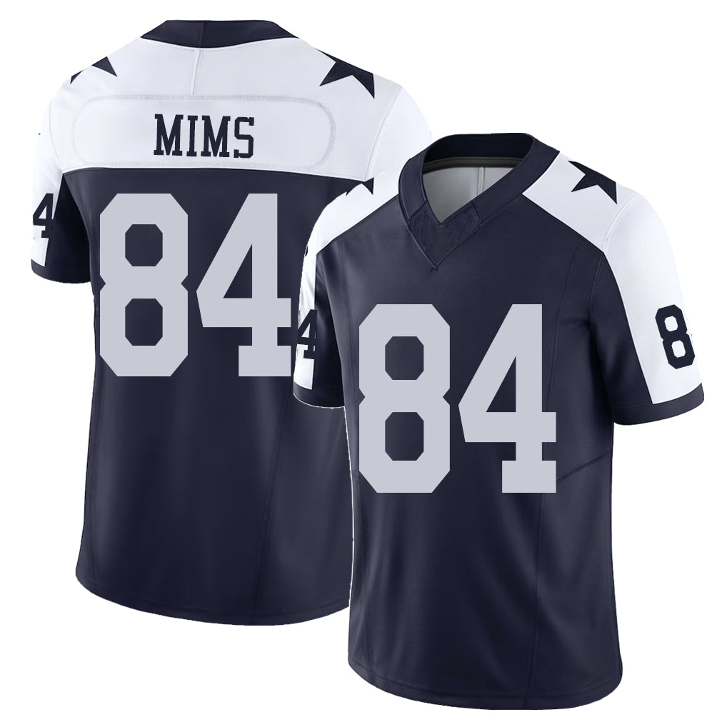Dallas #84 Denzel Player Football V Neck Short Sleeve Navy Jersey Mims For Men Youth Women Gift
