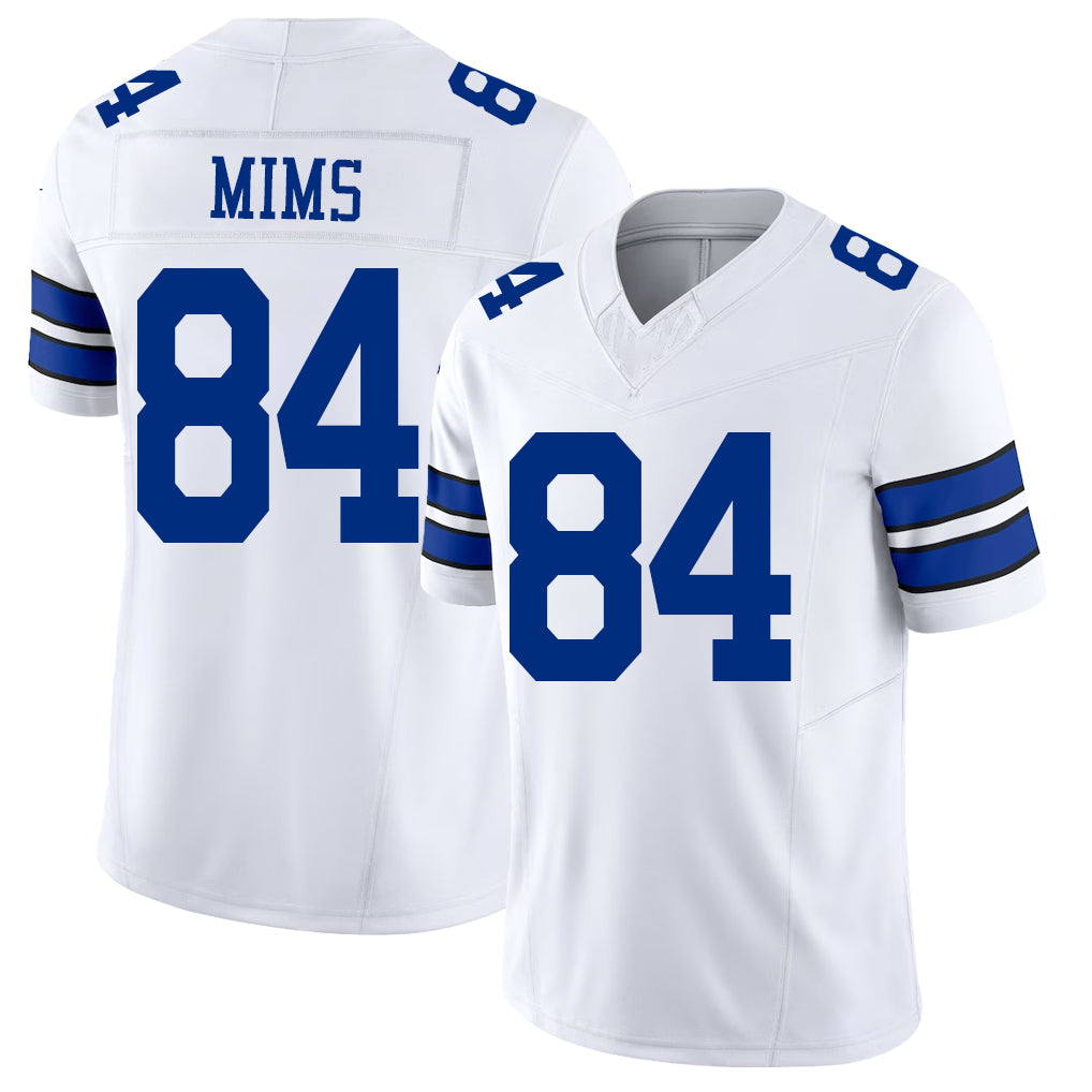 Dallas #84 Denzel Player Football V Neck Short Sleeve White Jersey Mims For Men Youth Women Gift