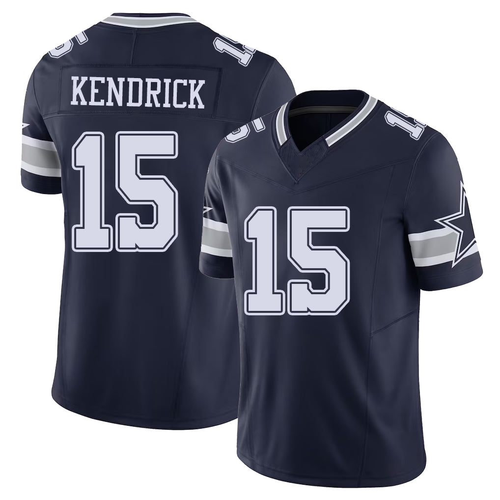 Dallas #15 Derion Player Football V Neck Short Sleeve Navy Jersey Kendrick For Men Youth Women Gift