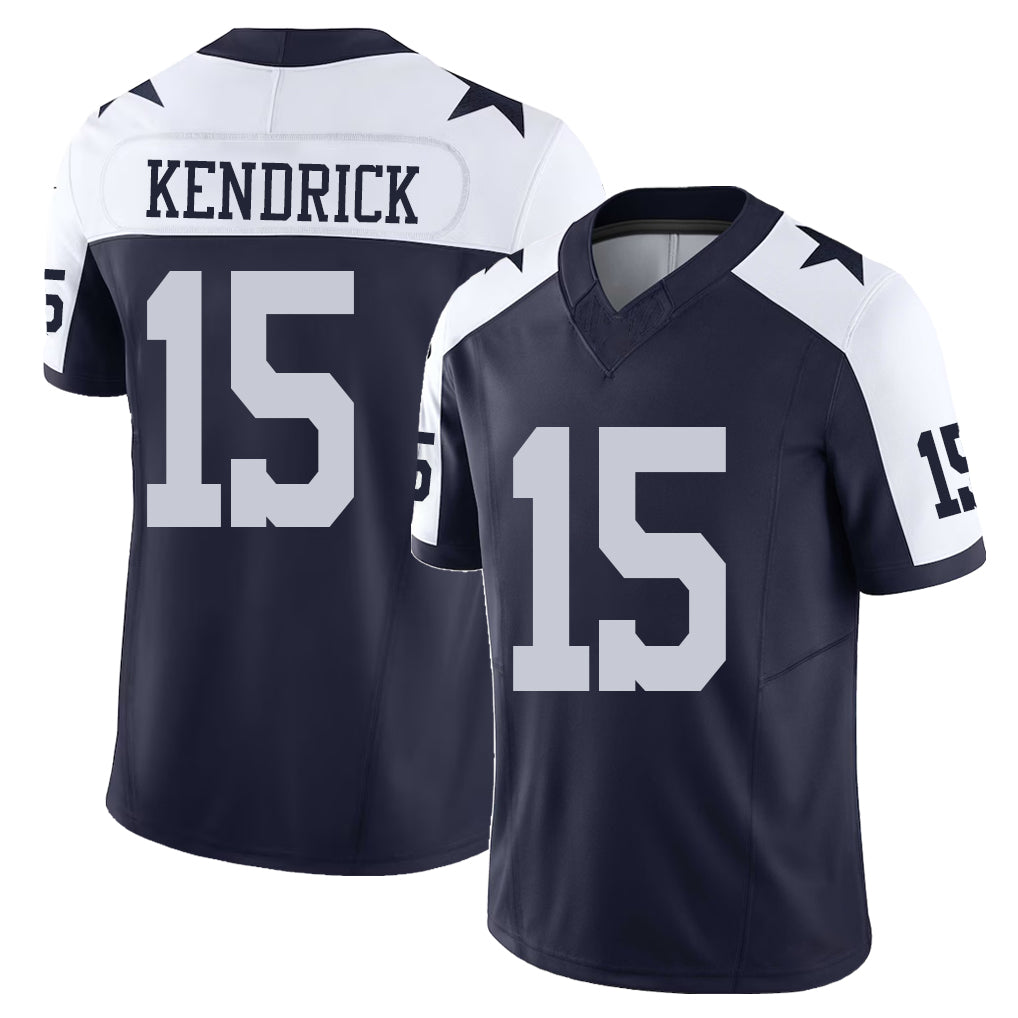 Dallas #15 Derion Player Football V Neck Short Sleeve Navy Jersey Kendrick For Men Youth Women Gift