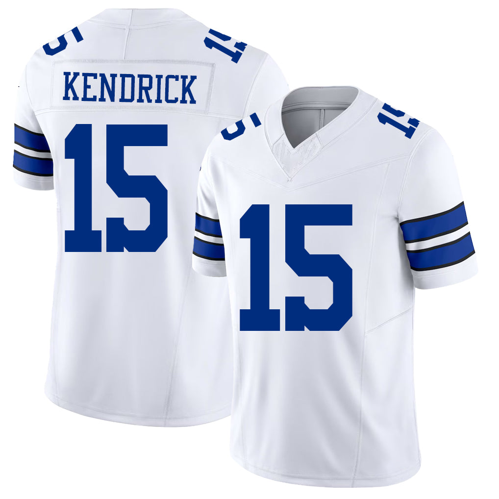 Dallas #15 Derion Player Football V Neck Short Sleeve White Jersey Kendrick For Men Youth Women Gift