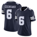 Dallas #6 Ezeiruaku Player Football V Neck Short Sleeve Navy Jersey Donovan For Men Youth Women Gift