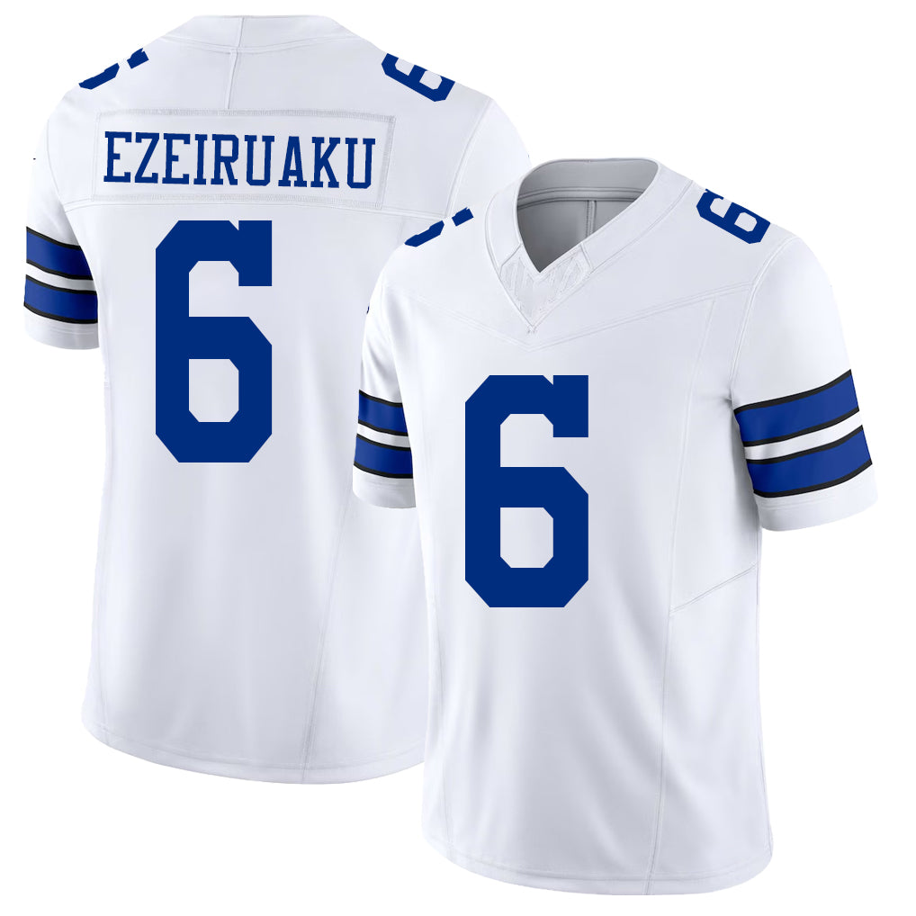 Dallas #6 Ezeiruaku Player Football V Neck Short Sleeve White Jersey Donovan For Men Youth Women Gift