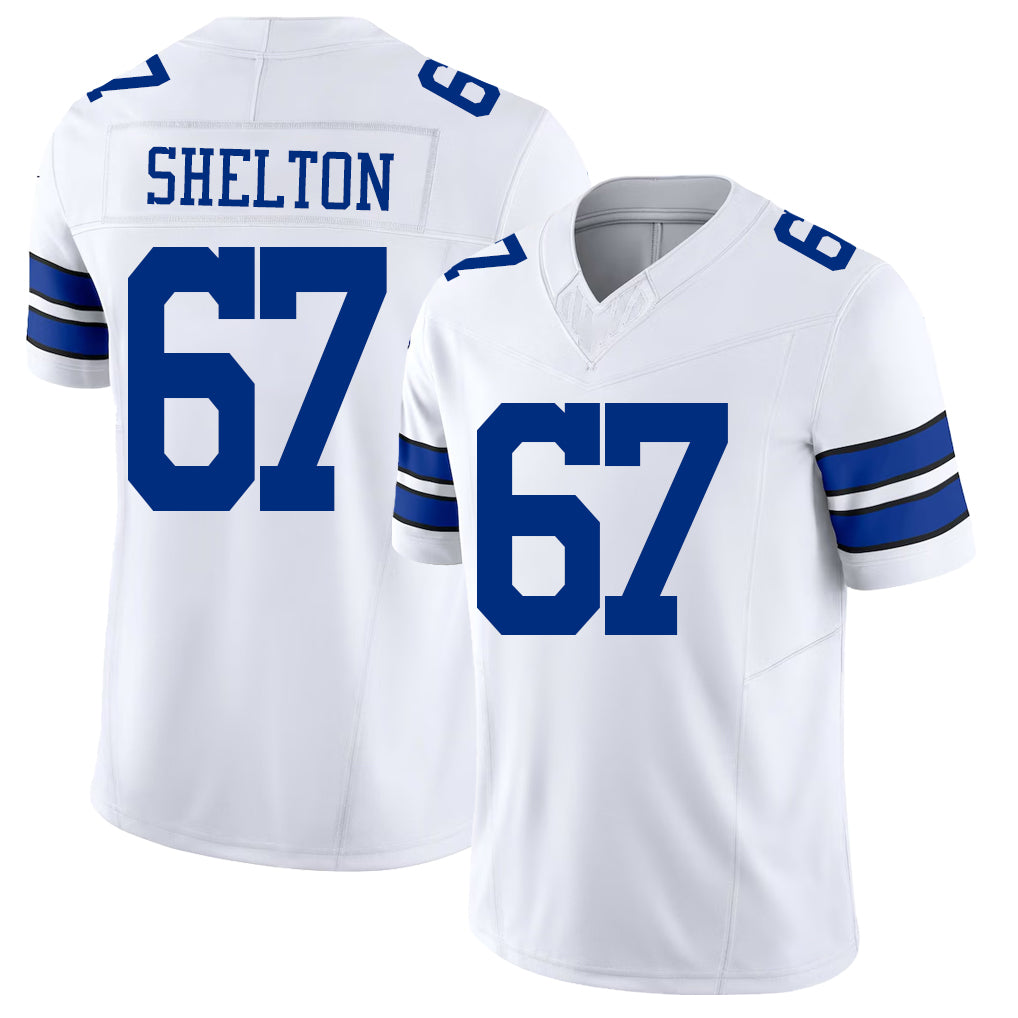 Dallas #67 Shelton Player Football V Neck Short Sleeve White Jersey Drew For Men Youth Women Gift