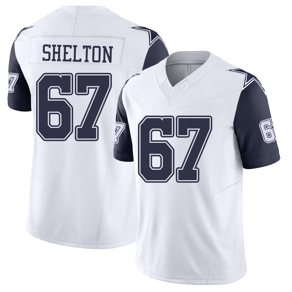 Dallas #67 Shelton Player Football V Neck Short Sleeve White Jersey Drew For Men Youth Women Gift