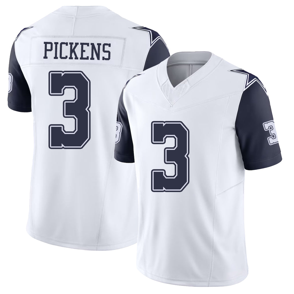 Dallas #3 Pickens Player Football V Neck Short Sleeve White Jersey George For Men Youth Women Gift