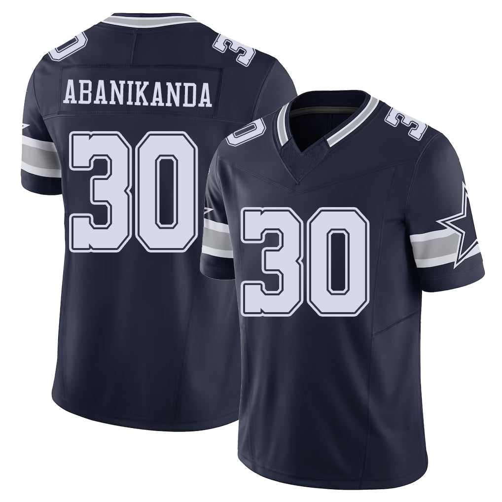 Dallas #30 Abanikanda Player Football V Neck Short Sleeve Navy Jersey Israel For Men Youth Women Gift