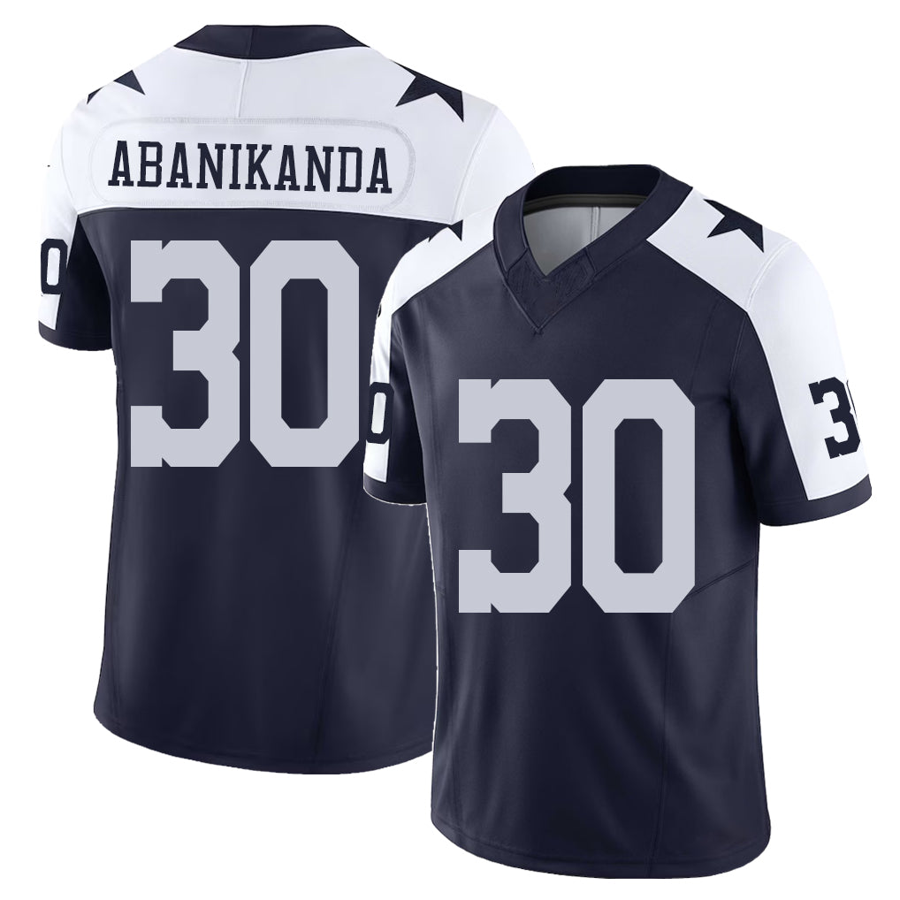 Dallas #30 Abanikanda Player Football V Neck Short Sleeve Navy Jersey Israel For Men Youth Women Gift