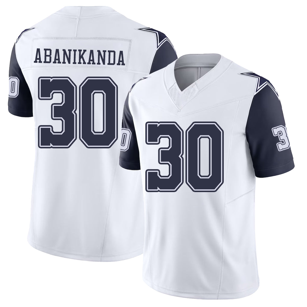 Dallas #30 Abanikanda Player Football V Neck Short Sleeve White Jersey Israel For Men Youth Women Gift