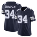 Dallas #34 Thompson Player Football V Neck Short Sleeve Navy Jersey Jalen For Men Youth Women Gift