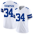 Dallas #34 Thompson Player Football V Neck Short Sleeve White Jersey Jalen For Men Youth Women Gift